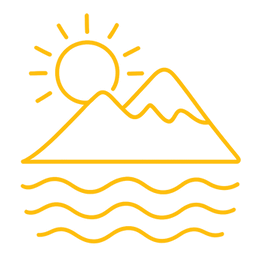 山と海と太陽のイラスト